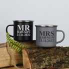 Personalised Mr & Mrs Enamel Camping Mug Set - Mugs