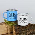 Personalised Mr & Mrs Enamel Camping Mug Set - Mugs