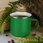 Personalised Name Enamel Camping Mug - Green - Mugs