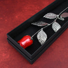 Personalised Name Large Red Rose & Gift Box - keyrings