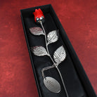 Personalised Name Large Red Rose & Gift Box - keyrings