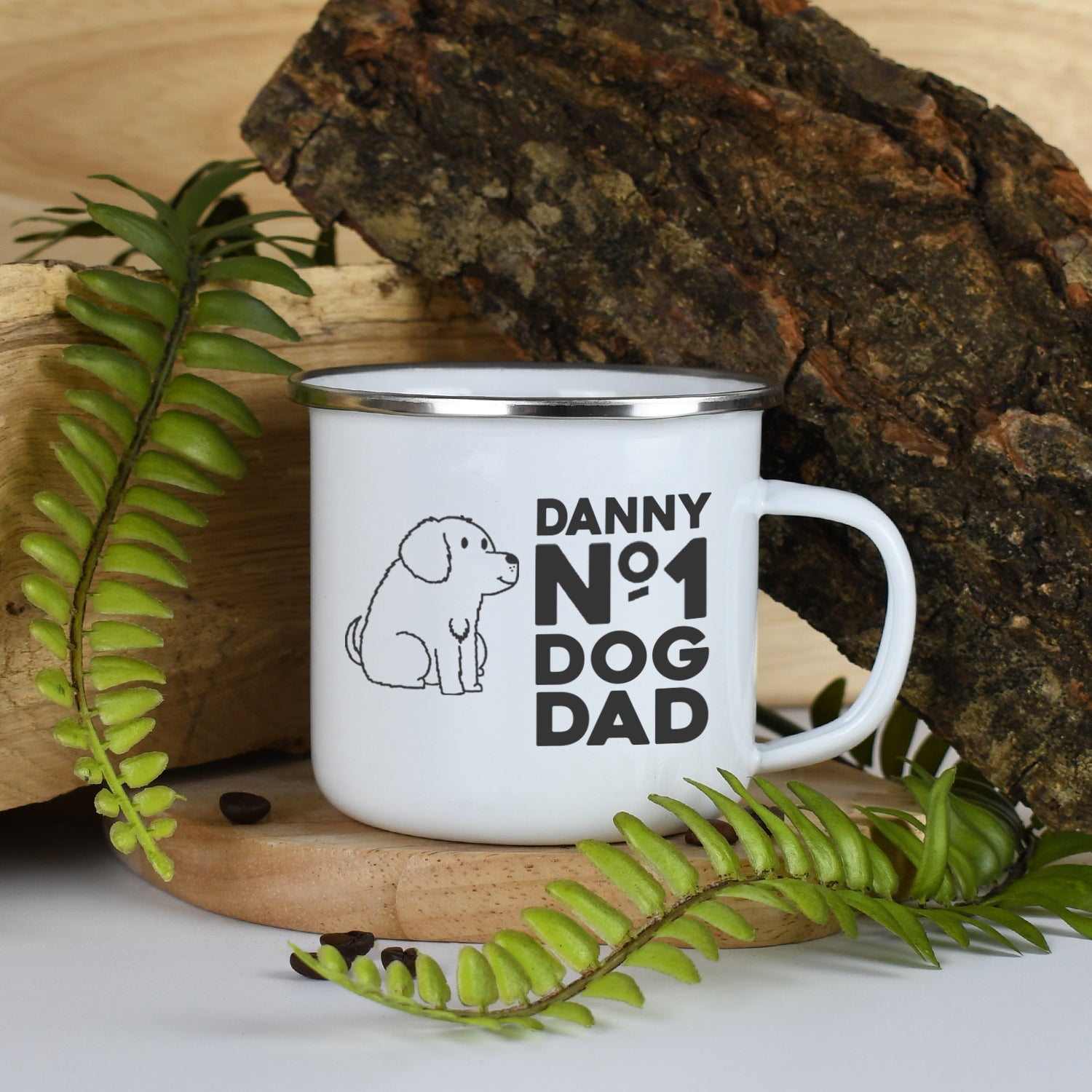 Personalised No.1 Dog Dad Enamel Camping Mug - Mugs