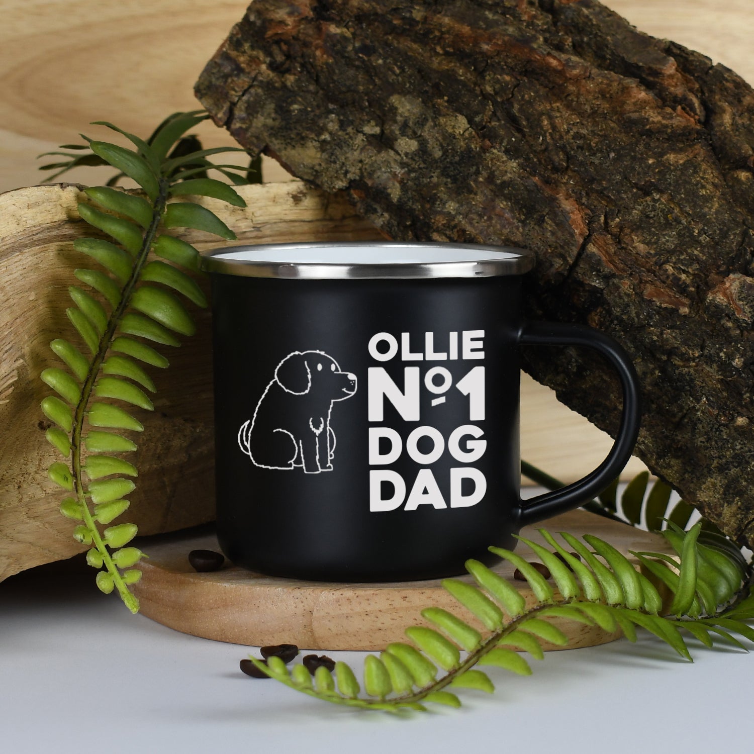Personalised No.1 Dog Dad Enamel Camping Mug - Mugs