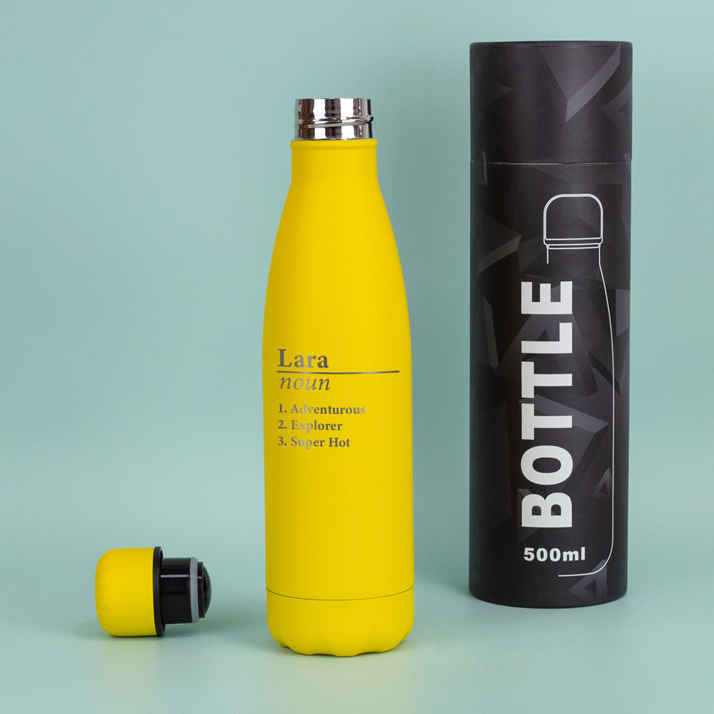 Personalised Name Definition Thermos Water Bottle Spoken Gifts LTD