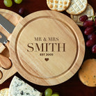 Personalised Mr & Mrs Cheese Board And Knives Set - Cheeseboard Sets