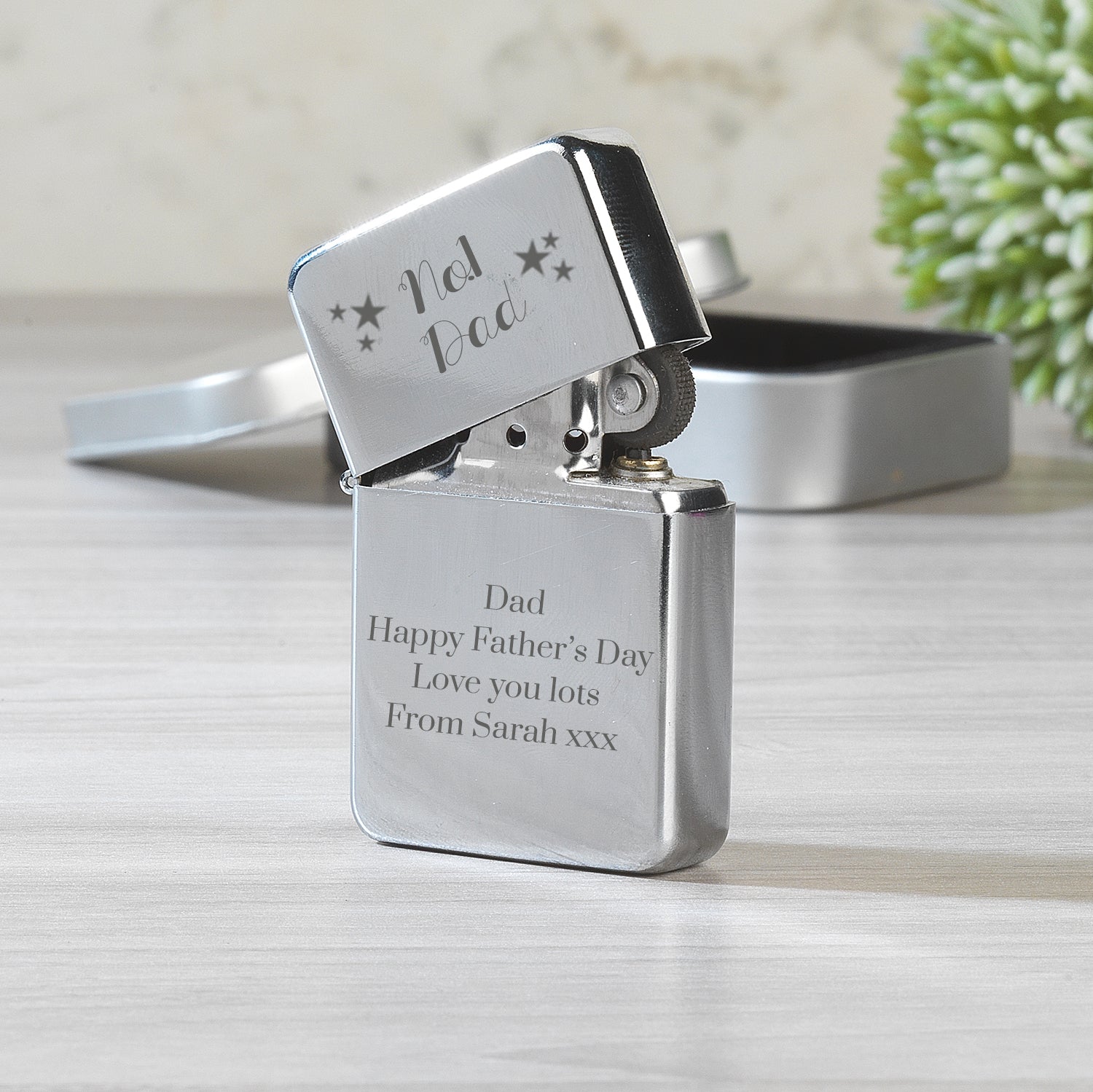 Personalised No.1 Dad Silver Lighter & Gift Box - Lighters