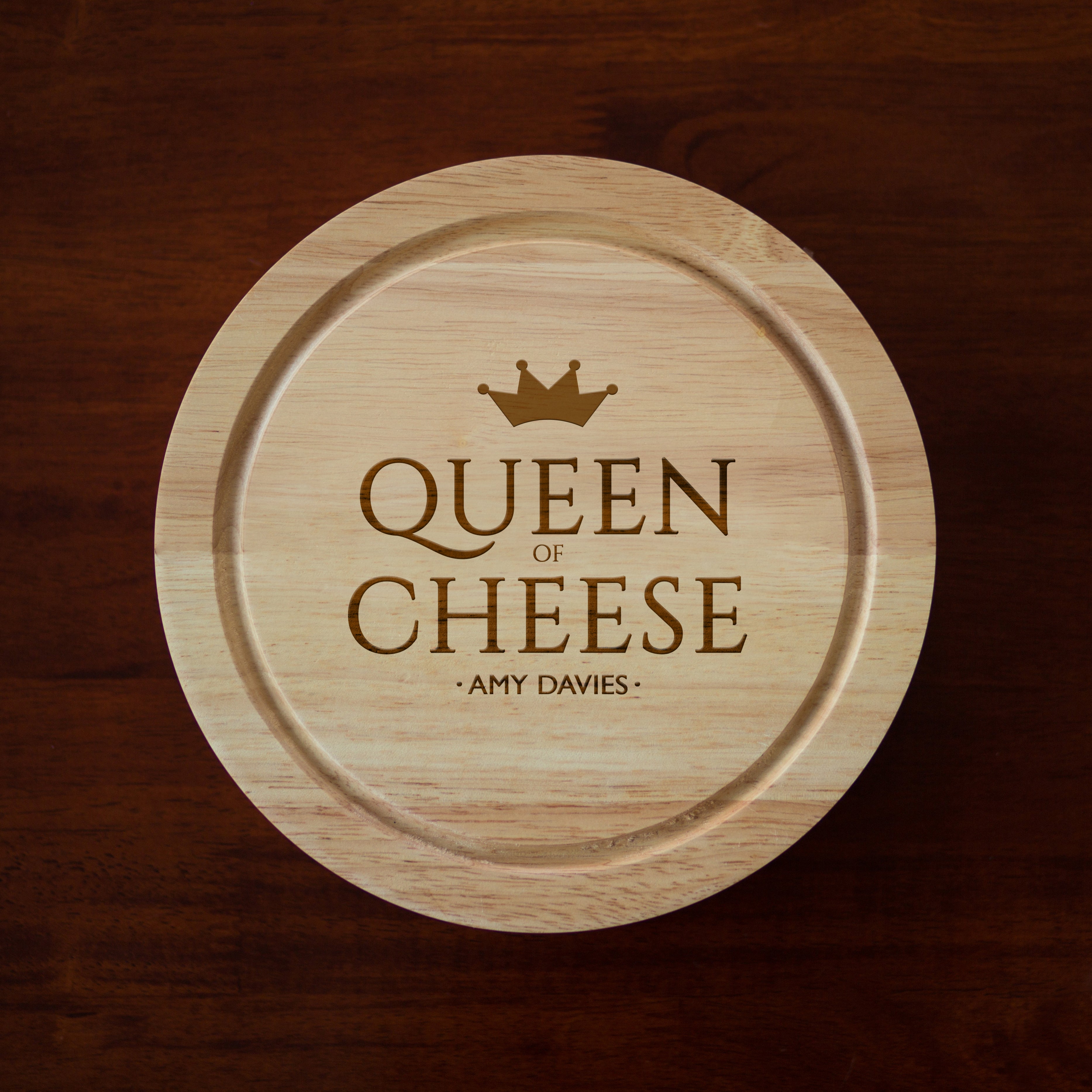 Personalised Queen Of Cheese Cheese Board And Knives Set - Cheeseboard Sets