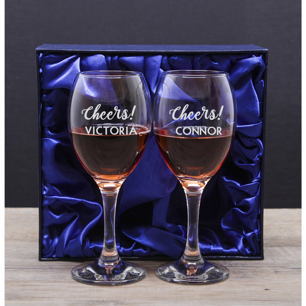 Personalised Cheers Wine Glass & Gift Box Set