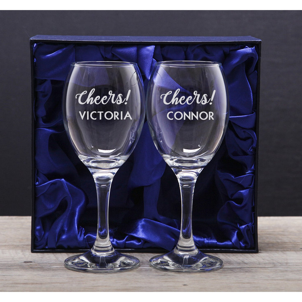 Personalised Cheers Wine Glass & Gift Box Set