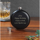 Personalised 5oz Round Black Hip Flask - Hip Flasks