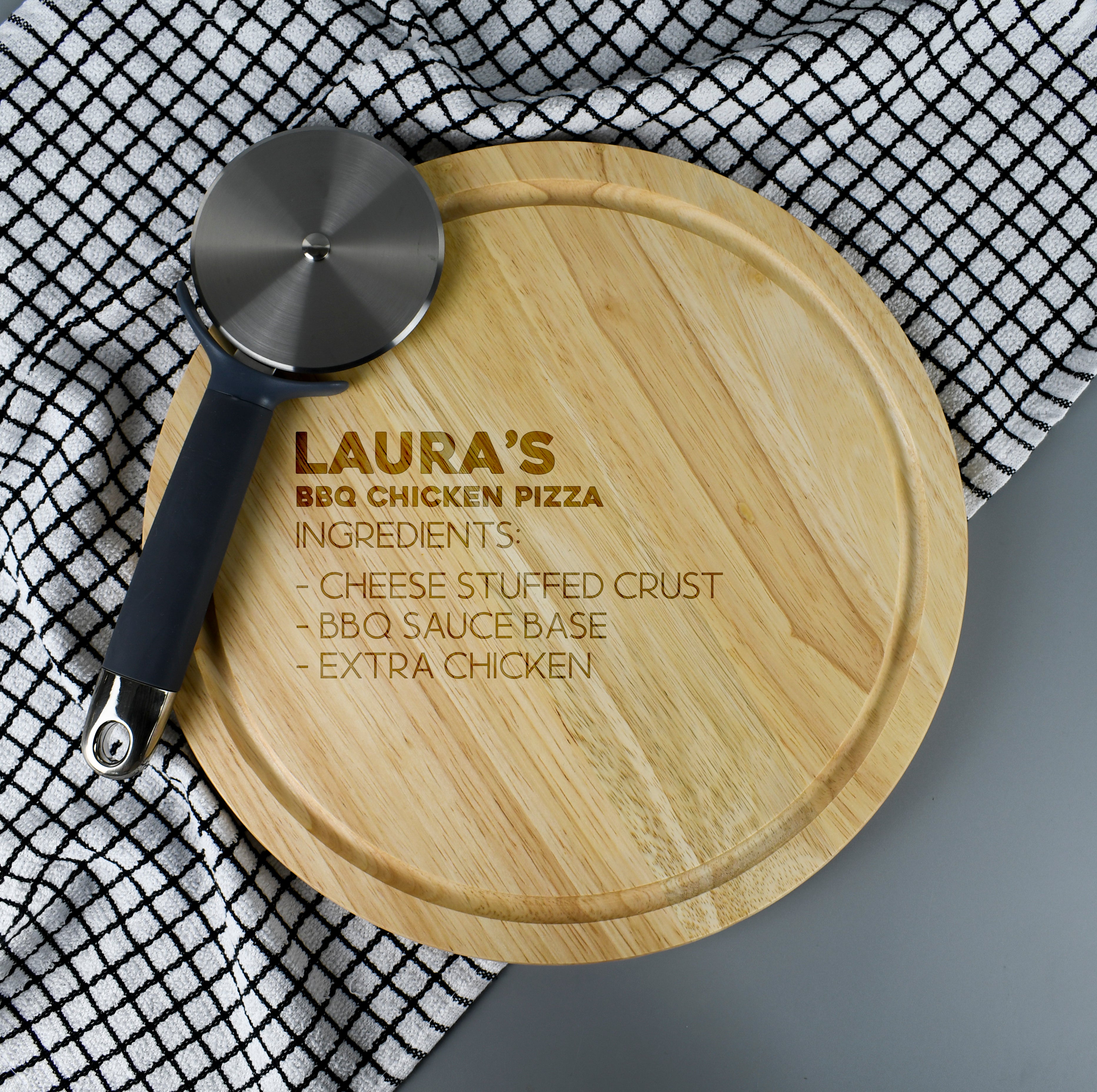 Personalised Pizza Ingredients Large Round Pizza Board - Pizza Boards