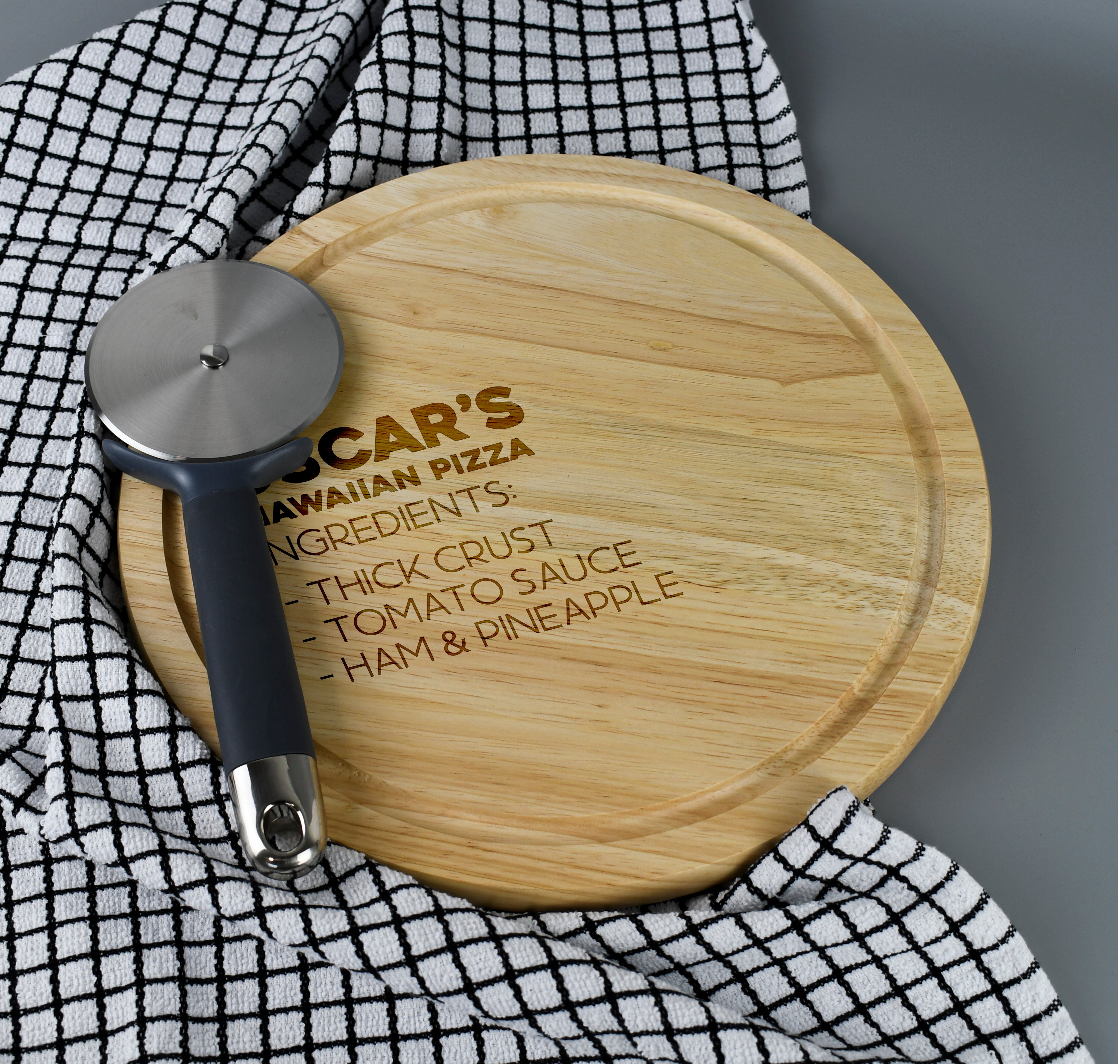 Personalised Pizza Ingredients Large Round Pizza Board - Pizza Boards