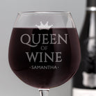Personalised Queen Of Wine Bottle Of Wine Glass - Wine Glasses