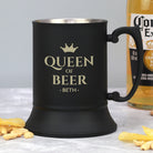 Personalised Queen Of Matt Black Stainless Steel Tankard - Stainless Steel Tankards