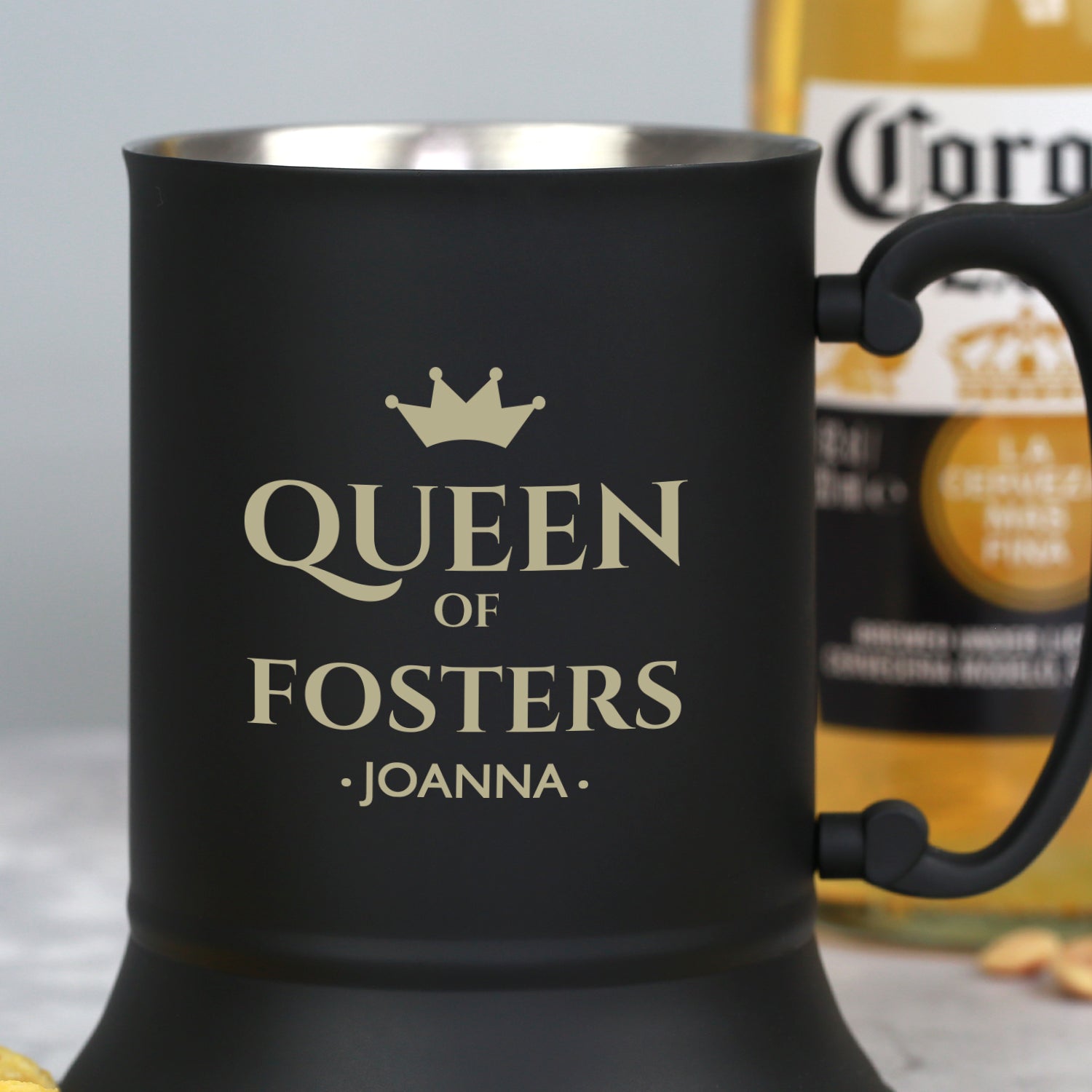 Personalised Queen Of Matt Black Stainless Steel Tankard - Stainless Steel Tankards