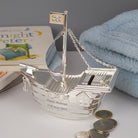 Personalised Message Silver Pirate Ship Money Box - Money Boxes