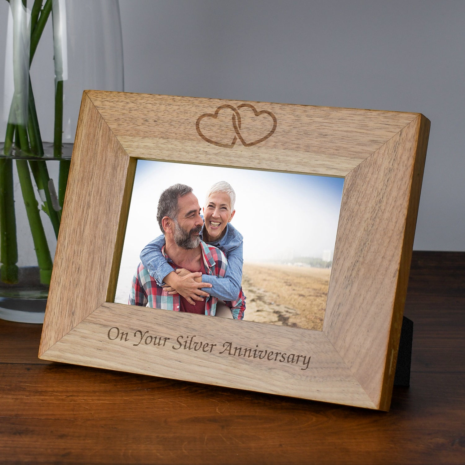 Personalised Wooden 6x4 Landscape On Your Silver Anniversary Frame - Photo Frames