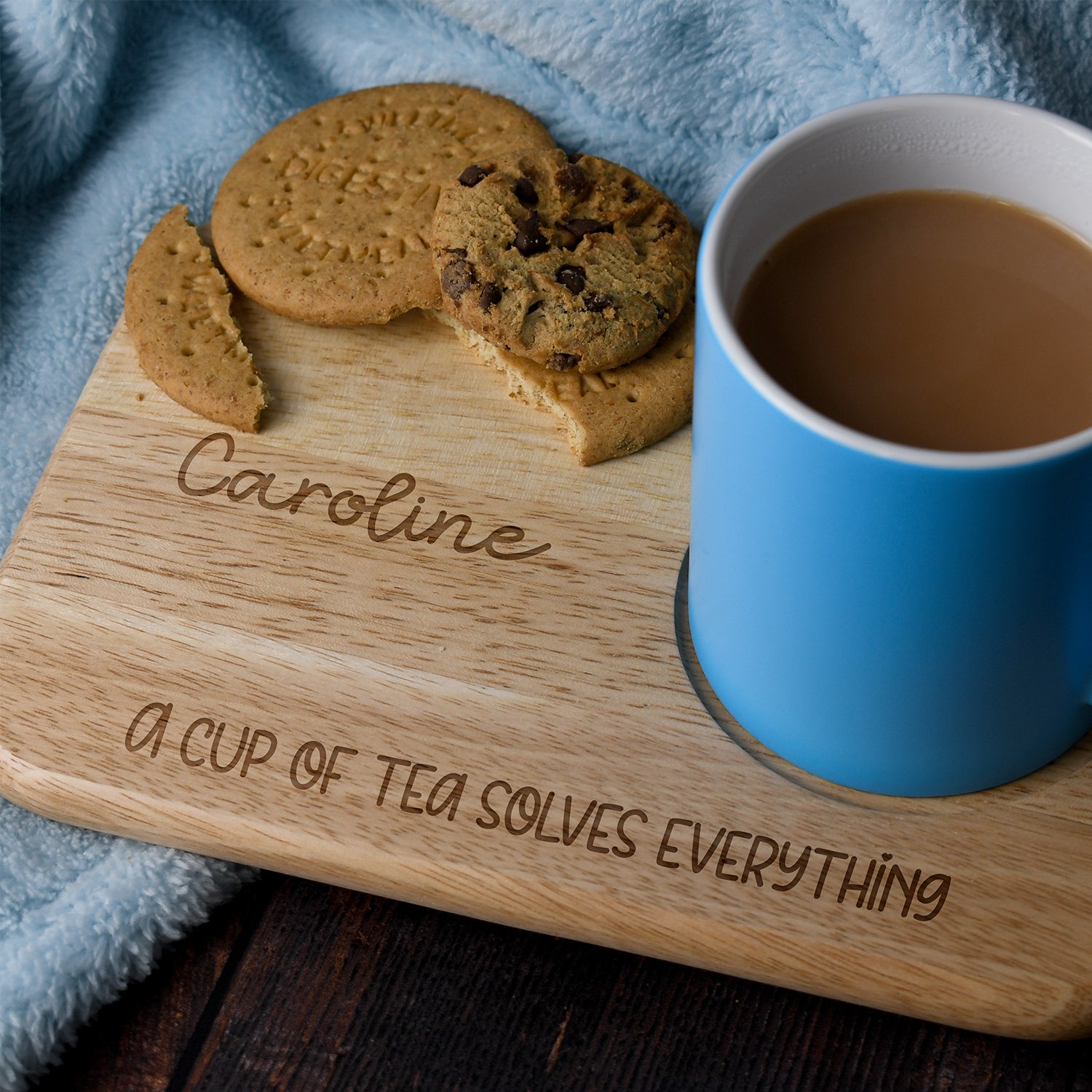Personalised Tea Solves Everything Wooden Tea Board - Tea Board