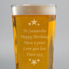 Personalised Stars & Message Pint Glass - Beer Glasses