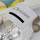Personalised Name Silver Train Money Box - Money Boxes