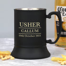 Personalised Usher Matt Black Stainless Steel Tankard - Stainless Steel Tankards
