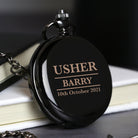 Personalised Usher Black Pocket Fob Watch - Pocket Watches
