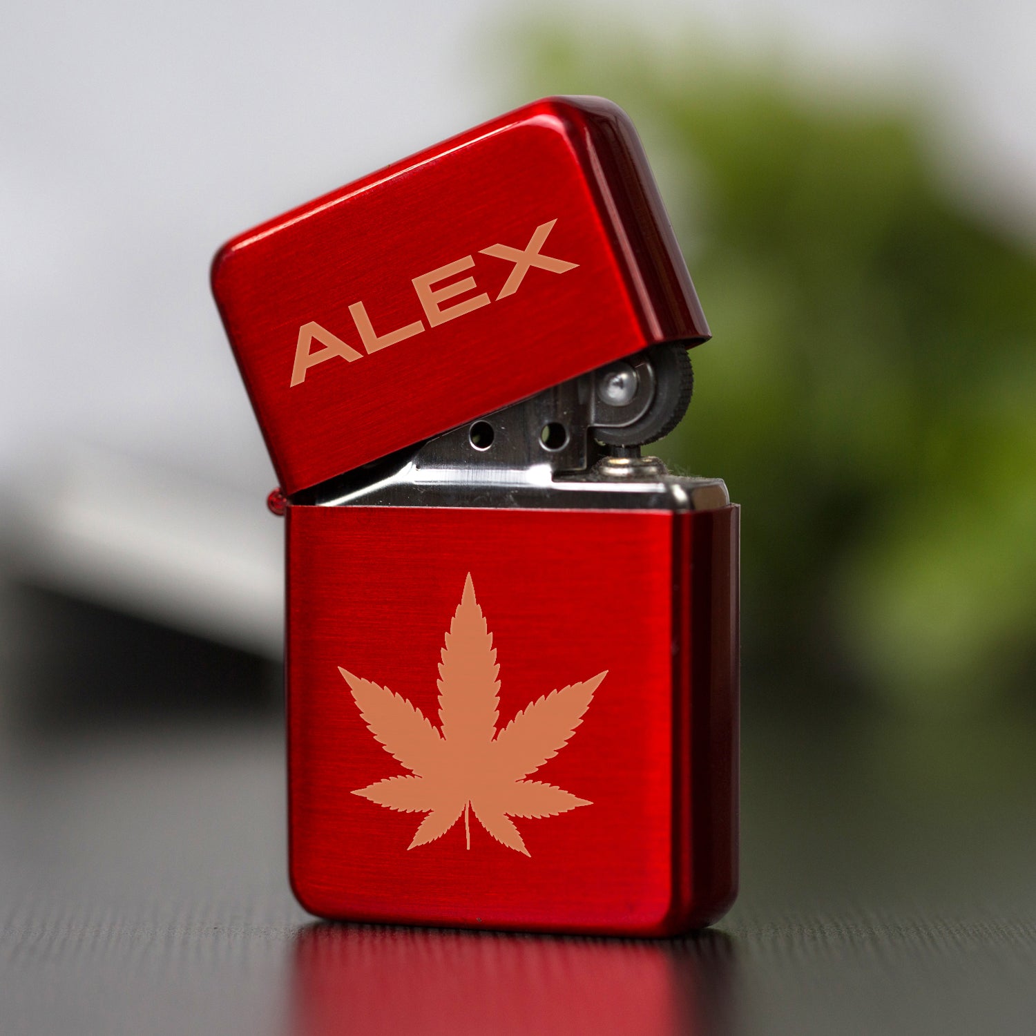 Personalised Hash Leaf Red Ice Lighter & Gift Box - Lighters