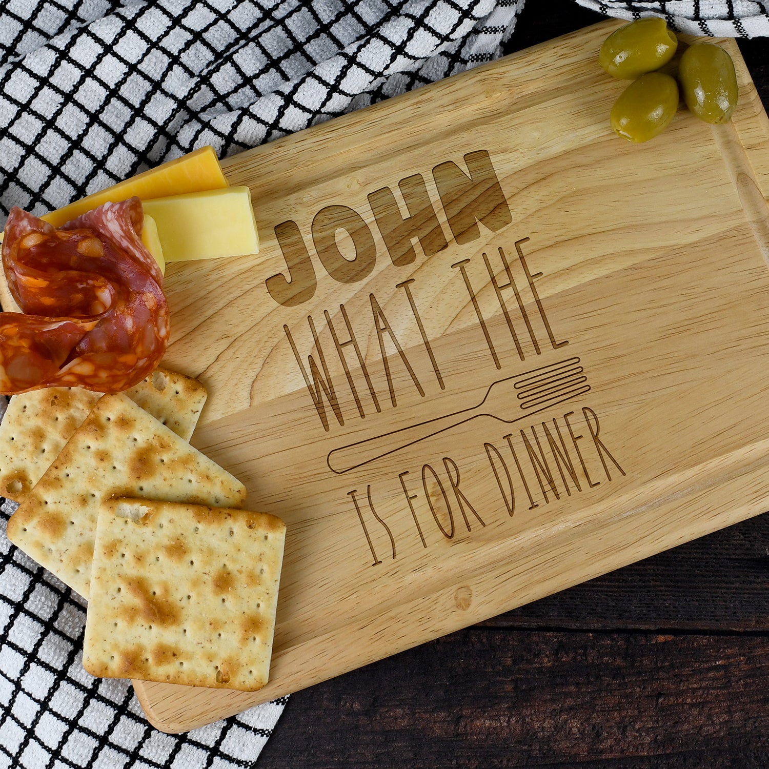 Personalised What The Fork Rectangle Wooden Chopping Board