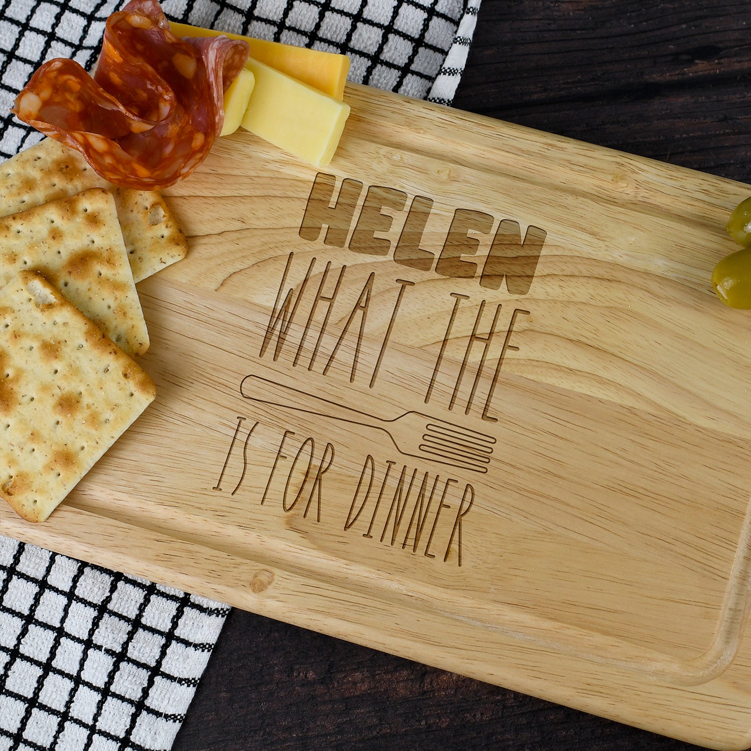Personalised What The Fork Rectangle Wooden Chopping Board