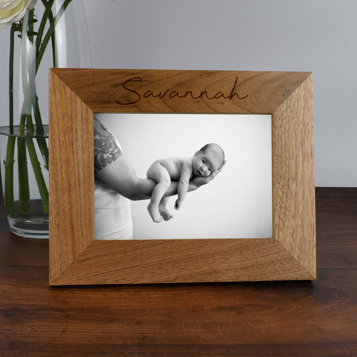 Personalised Wooden 7x5 Landscape Large Name Frame - Photo Frames