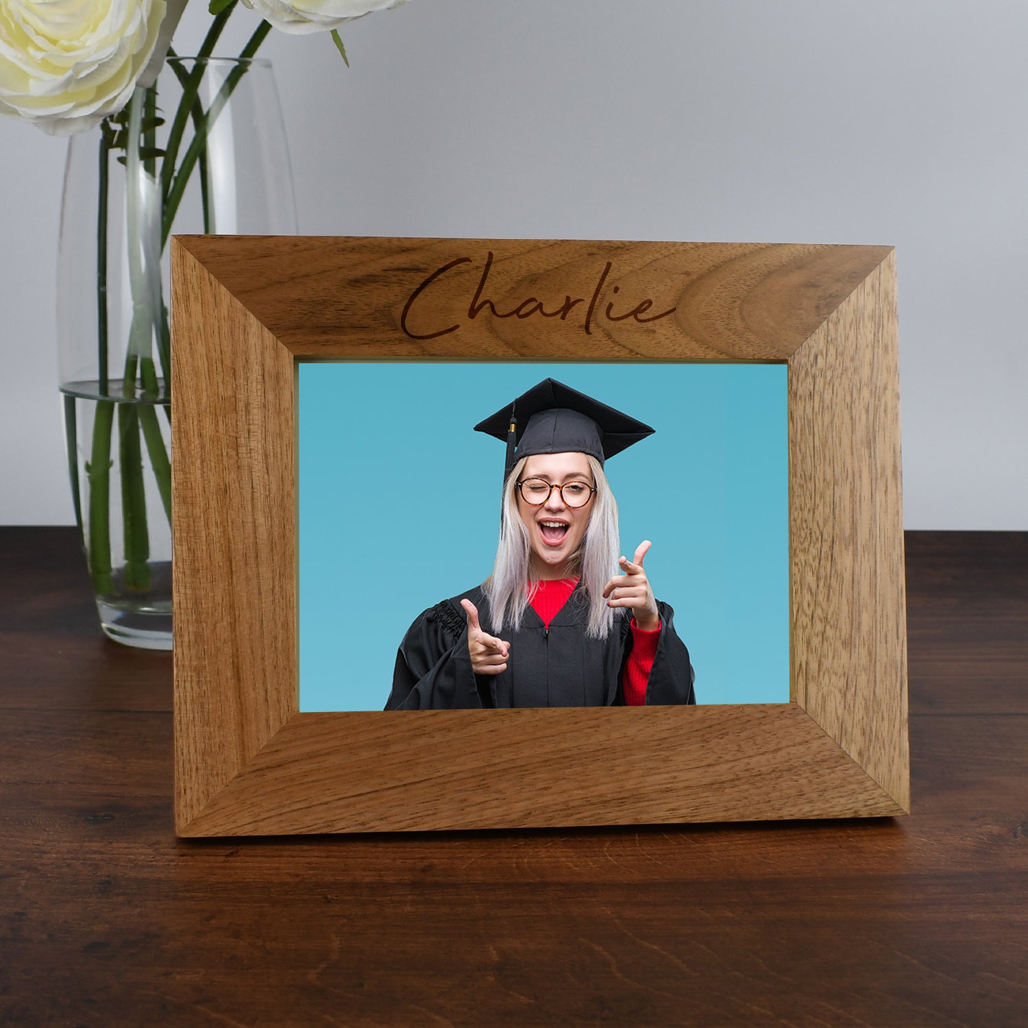 Personalised Wooden 7x5 Landscape Large Name Frame - Photo Frames