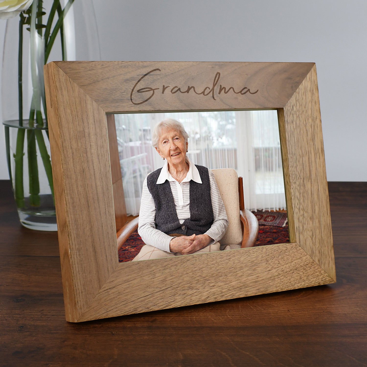 Personalised Wooden 7x5 Landscape Large Name Frame - Photo Frames