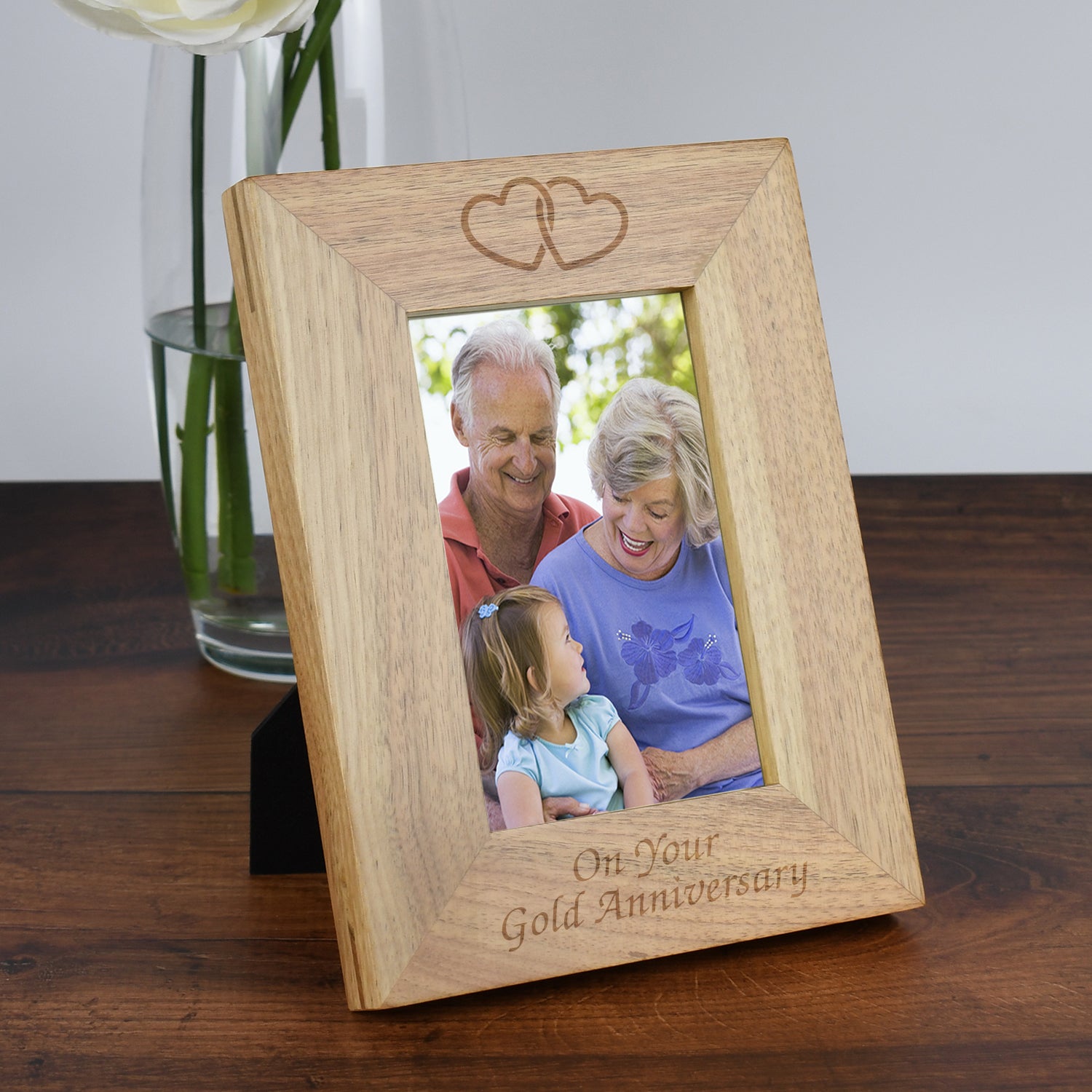 Personalised Wooden 4x6 On Your Gold Anniversary Frame - Photo Frames