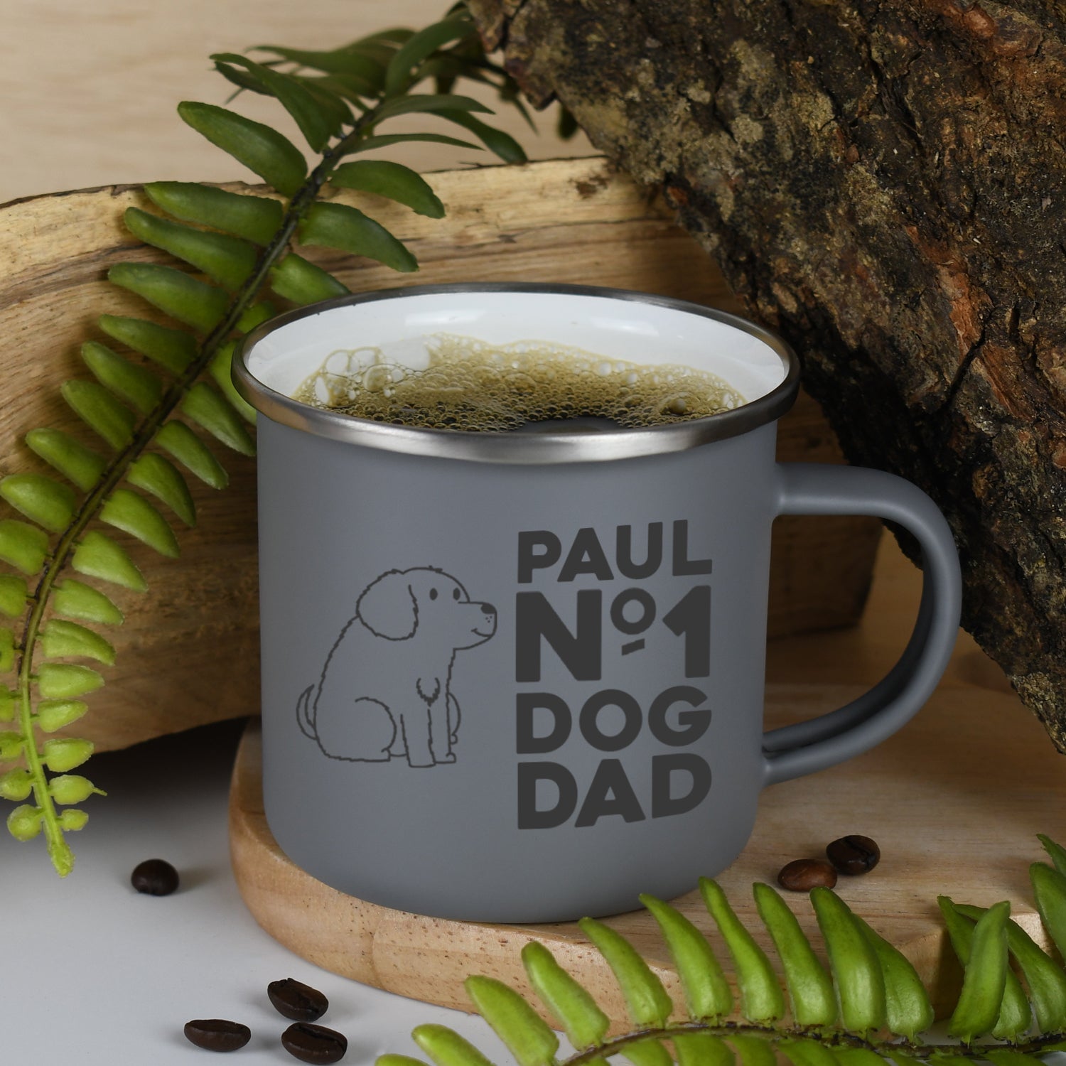 Personalised No.1 Dog Dad Enamel Camping Mug - Mugs