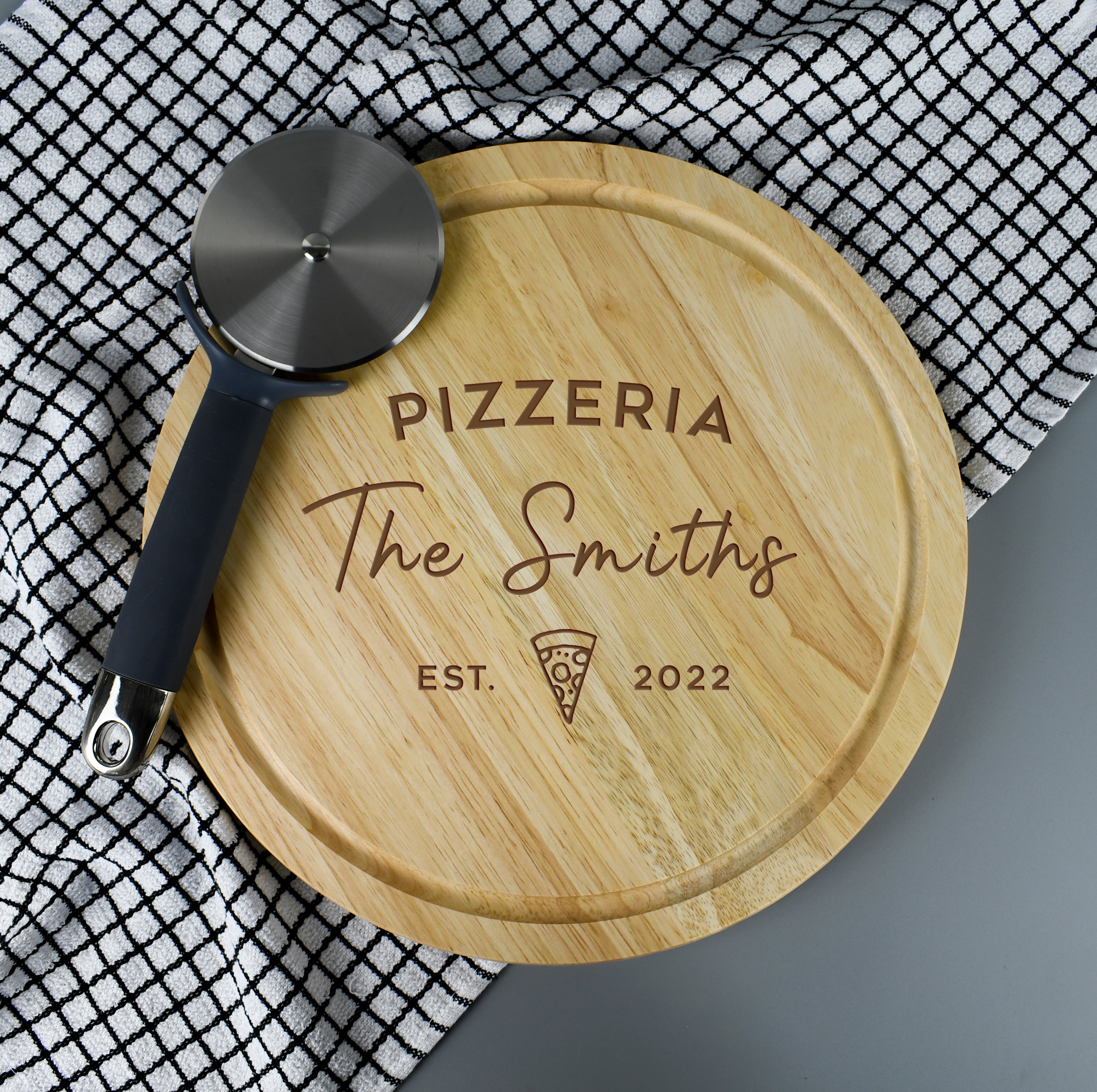 Personalised Family Pizzeria Large Round Pizza Board - Pizza Boards